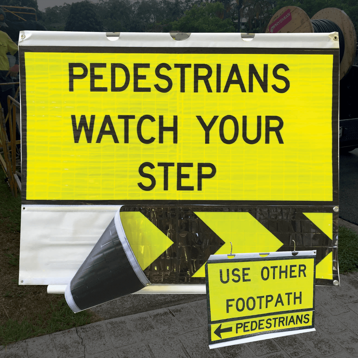 Pedestrian Roll Up with Changing Panel